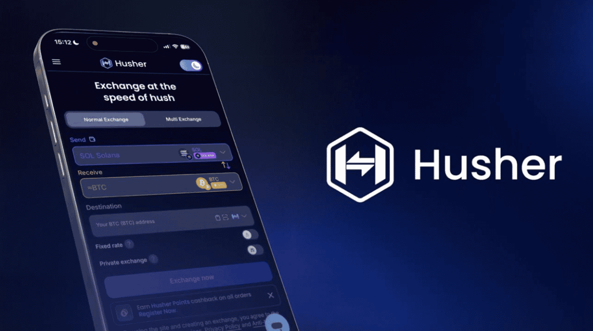Husher Launches Instant Crypto Swap Platform With 2-Second Settlement and No-KYC Access